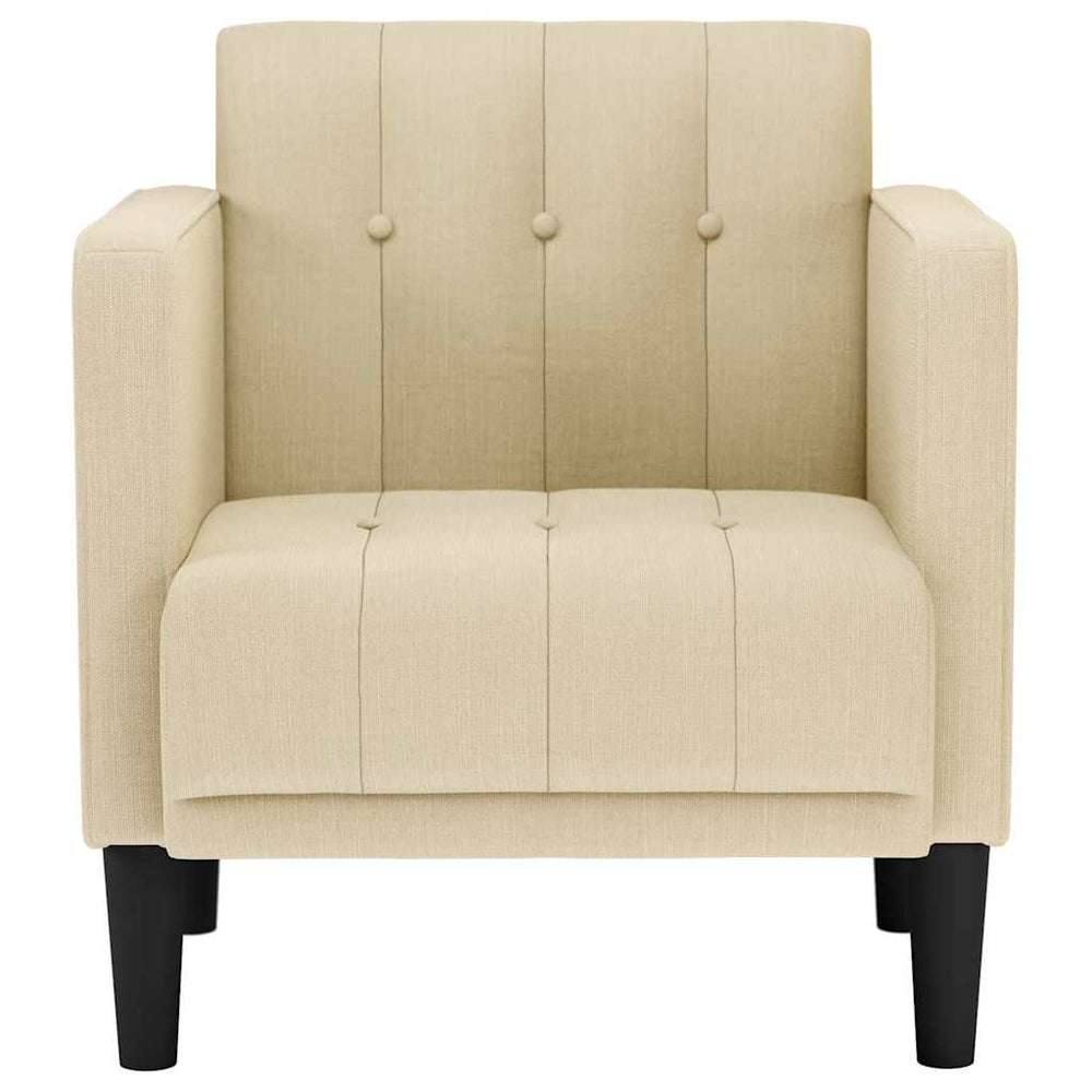 Sofa-kėdė su porankiais, kreminės spalvos, 53 cm, audinys