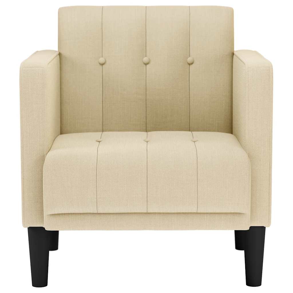 Sofa-kėdė su porankiais, kreminės spalvos, 53 cm, audinys