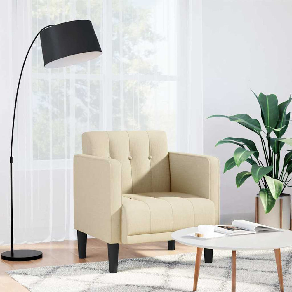 Sofa-kėdė su porankiais, kreminės spalvos, 53 cm, audinys