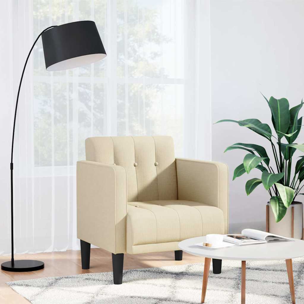 Sofa-kėdė su porankiais, kreminės spalvos, 53 cm, audinys