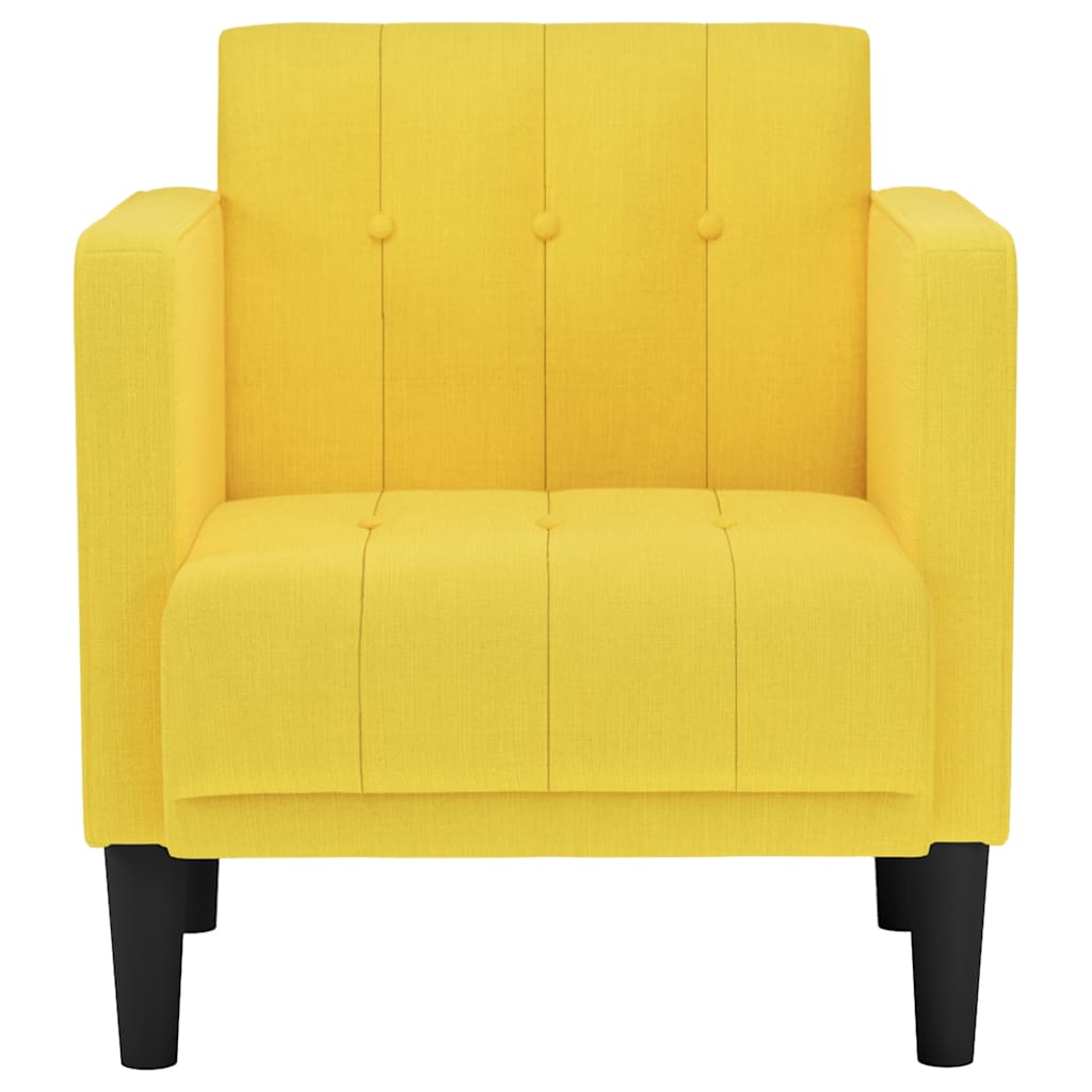 Sofa-kėdė su porankiais, šviesiai geltona, 53 cm, audinys