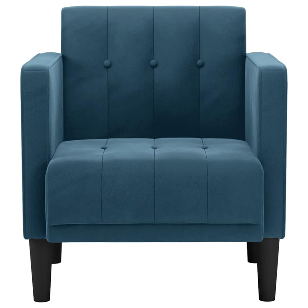Sofa-kėdė su porankiais, mėlyna, 53 cm, aksomas