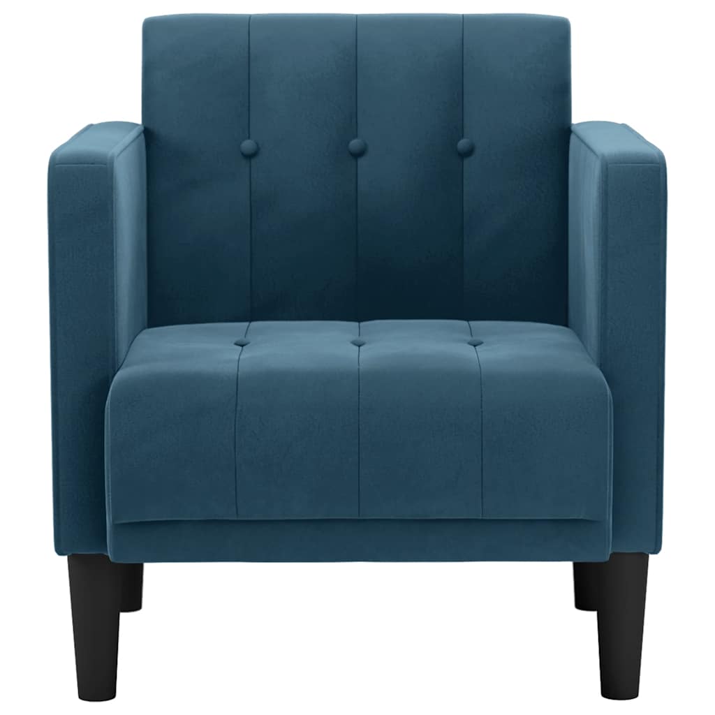 Sofa-kėdė su porankiais, mėlyna, 53 cm, aksomas