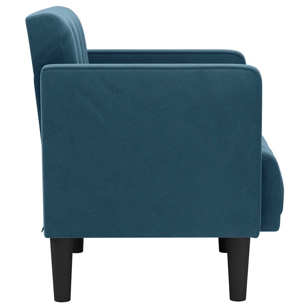 Sofa-kėdė su porankiais, mėlyna, 53 cm, aksomas
