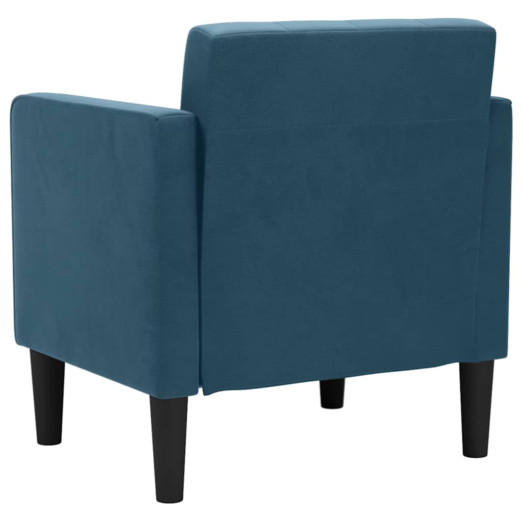 Sofa-kėdė su porankiais, mėlyna, 53 cm, aksomas