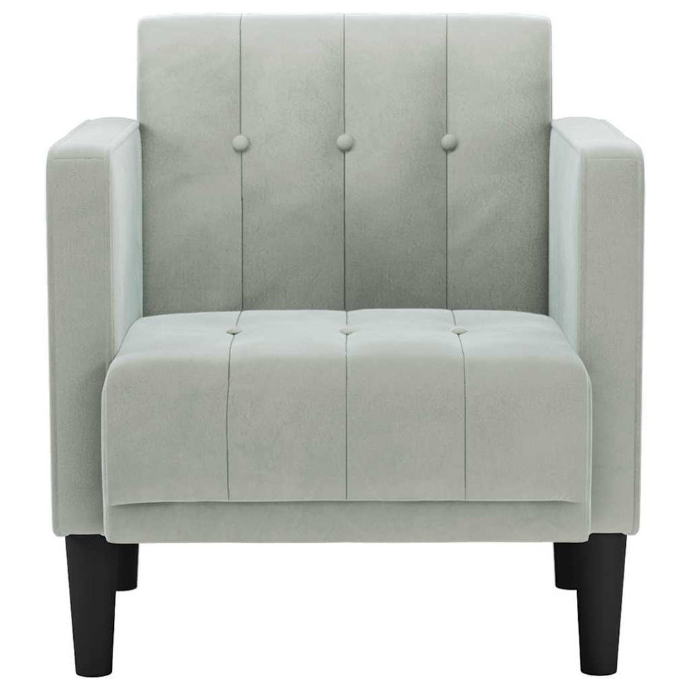 Sofa-kėdė su porankiais, šviesiai pilka, 53 cm, aksomas