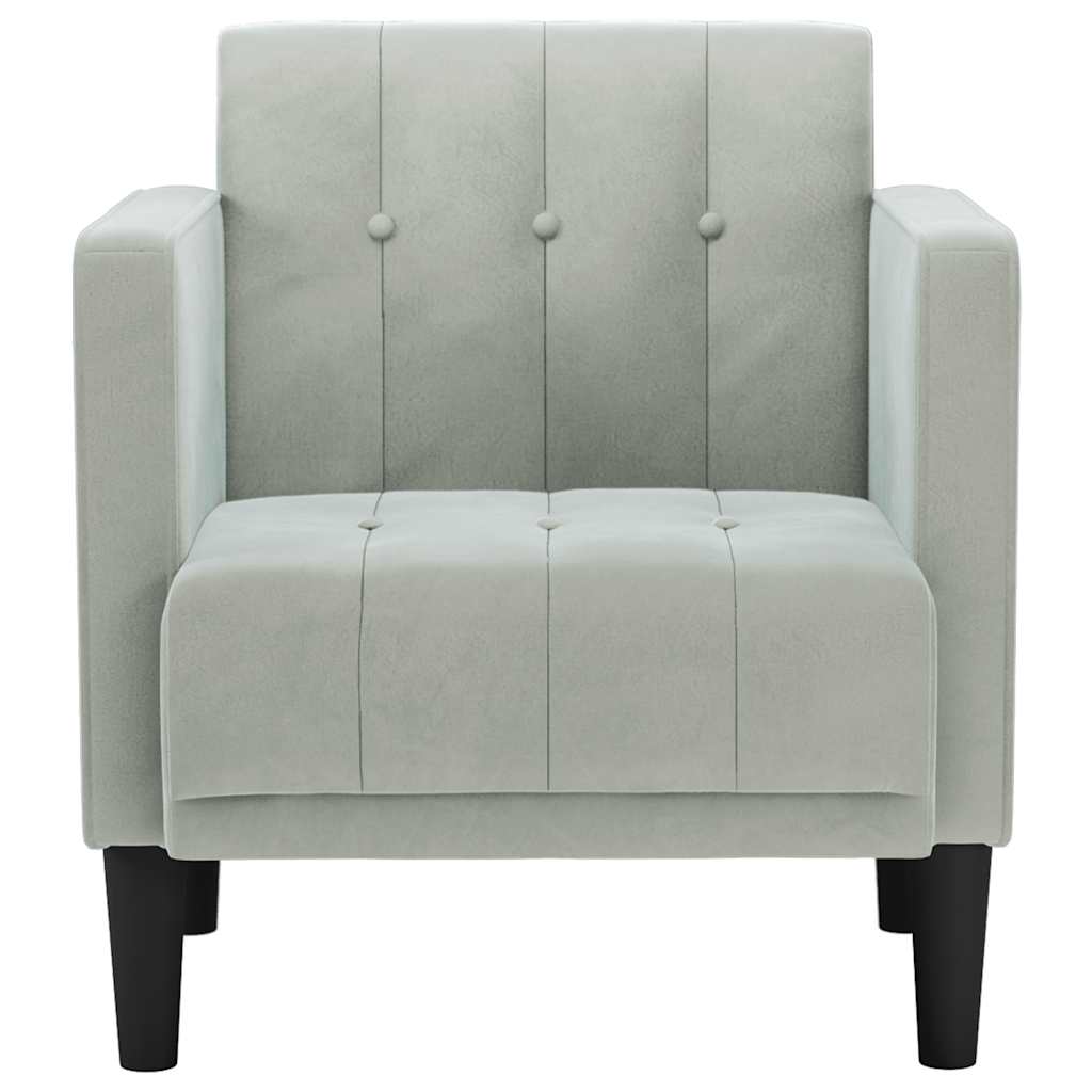 Sofa-kėdė su porankiais, šviesiai pilka, 53 cm, aksomas