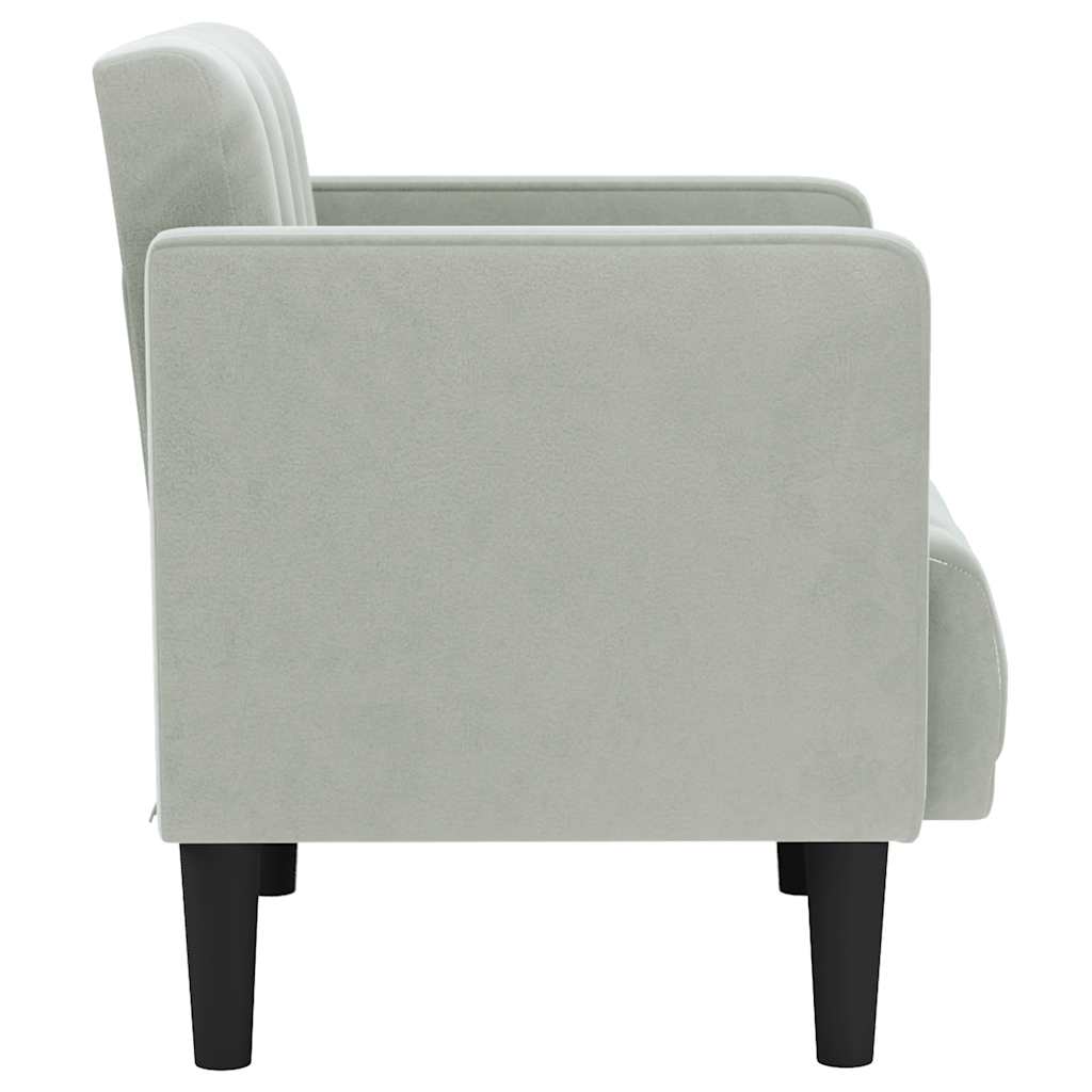Sofa-kėdė su porankiais, šviesiai pilka, 53 cm, aksomas