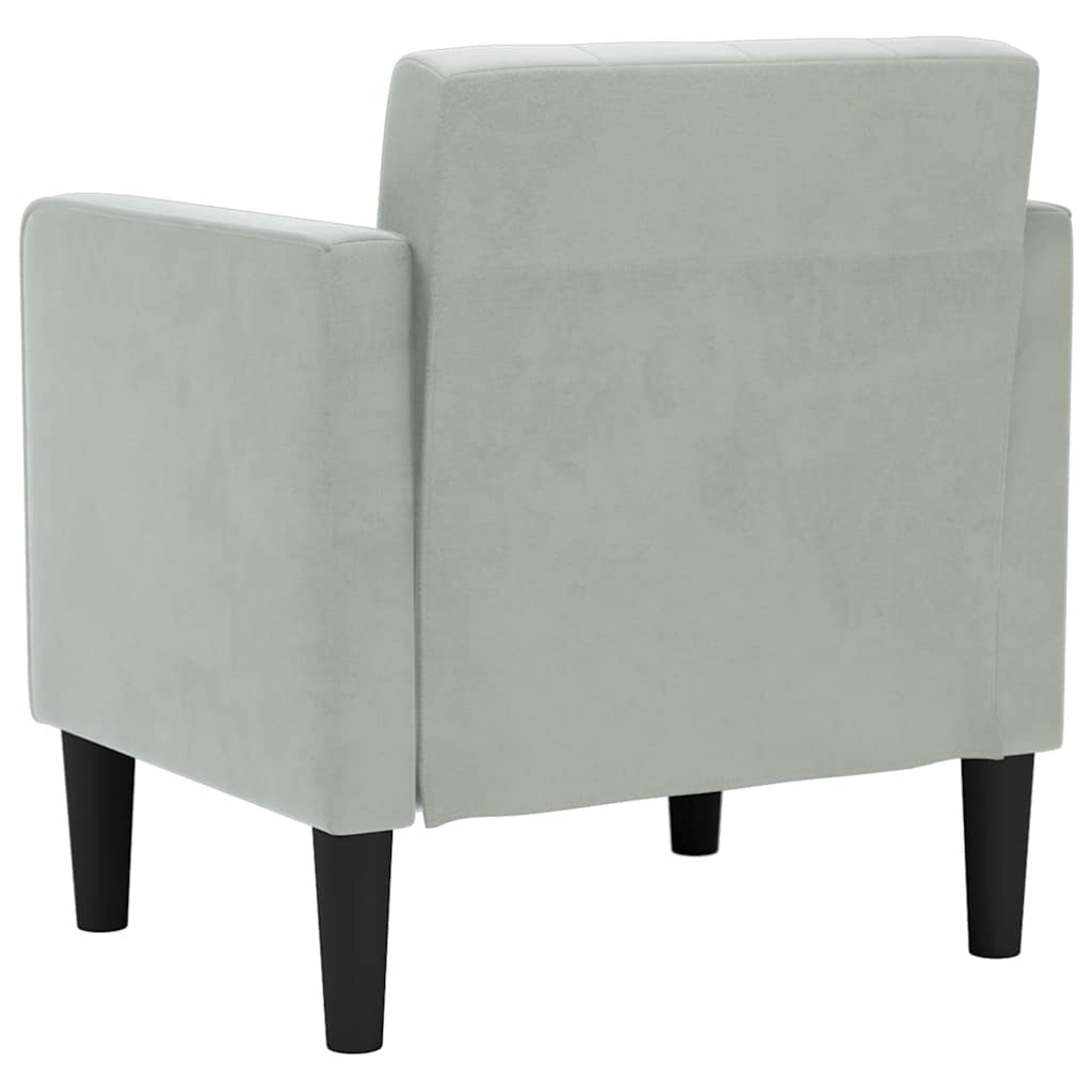Sofa-kėdė su porankiais, šviesiai pilka, 53 cm, aksomas