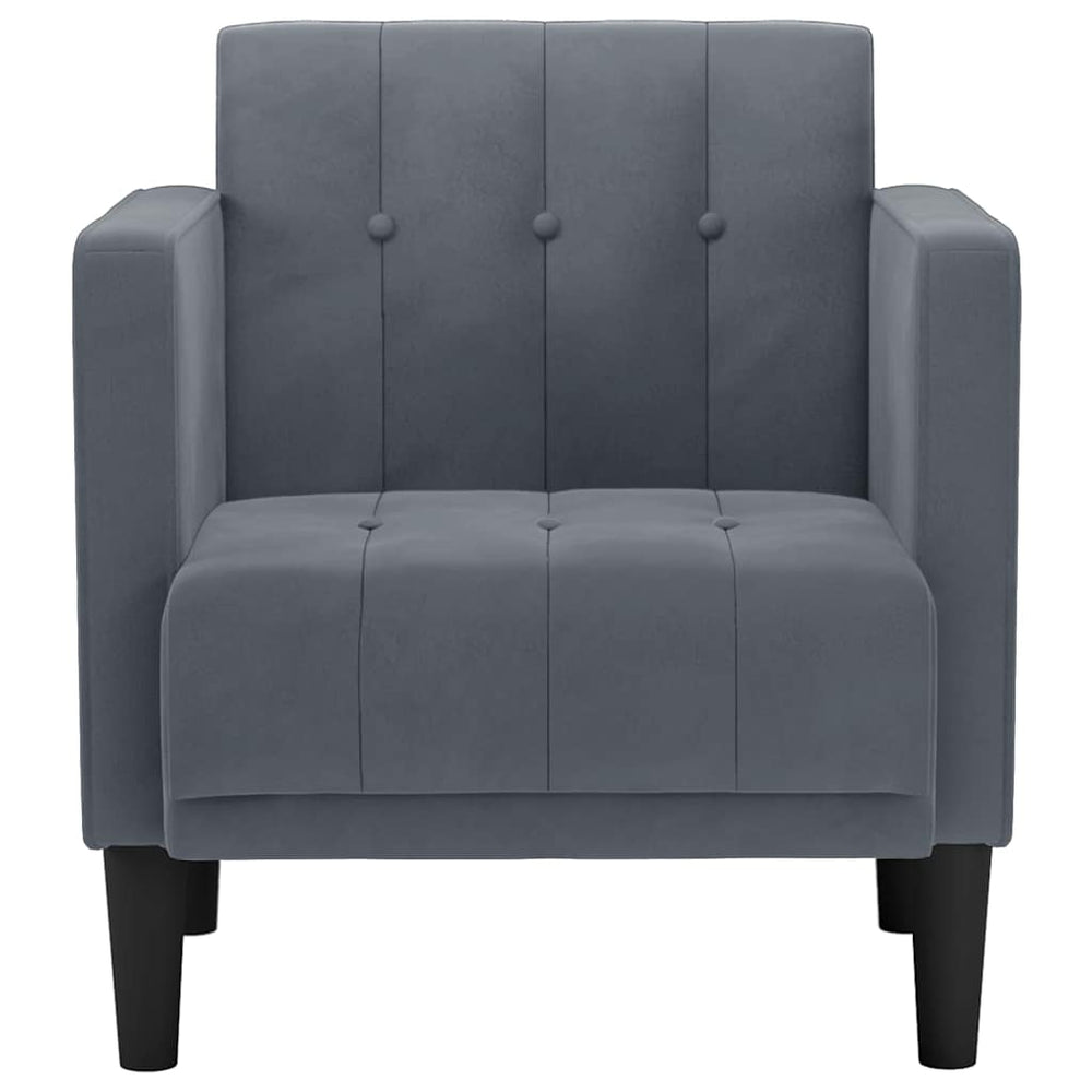 Sofa-kėdė su porankiais, tamsiai pilka, 53 cm, aksomas
