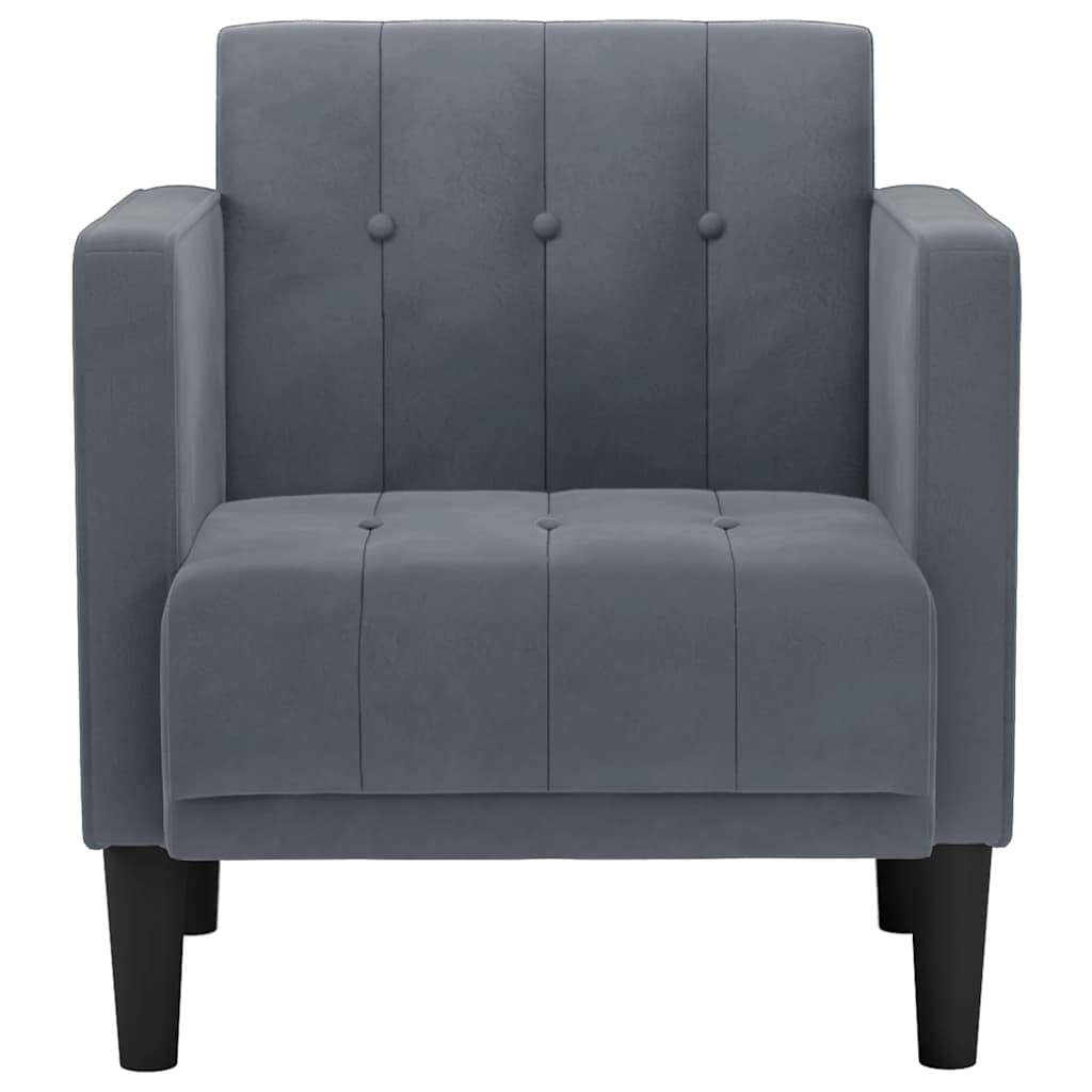 Sofa-kėdė su porankiais, tamsiai pilka, 53 cm, aksomas