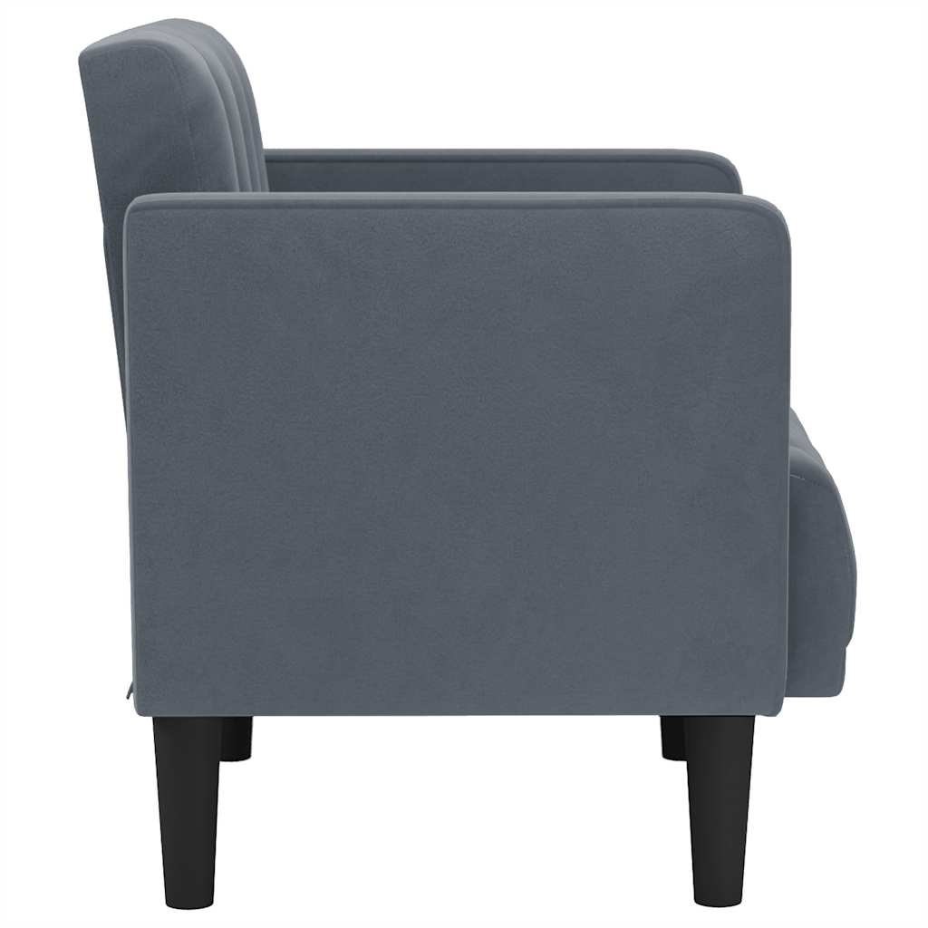 Sofa-kėdė su porankiais, tamsiai pilka, 53 cm, aksomas