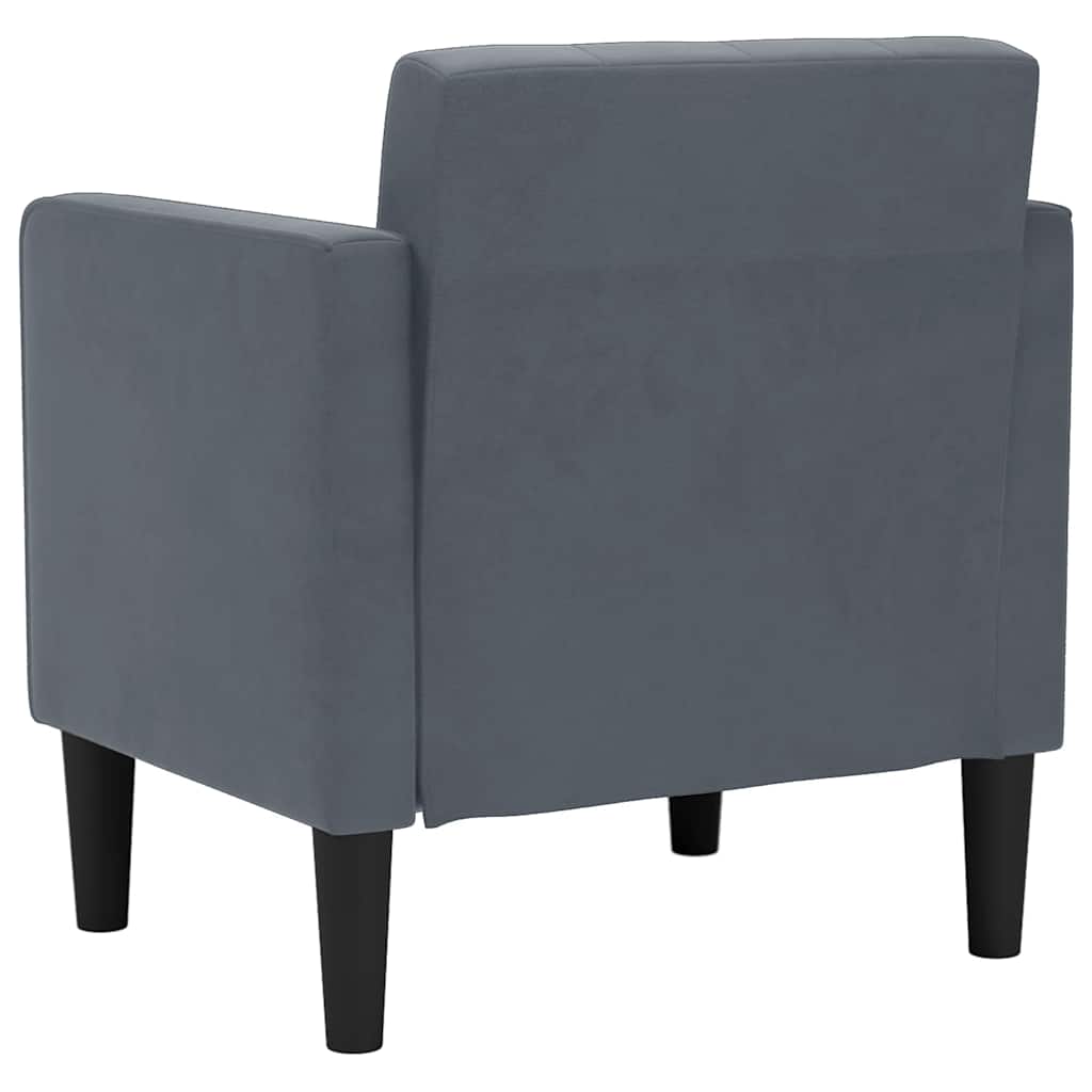 Sofa-kėdė su porankiais, tamsiai pilka, 53 cm, aksomas