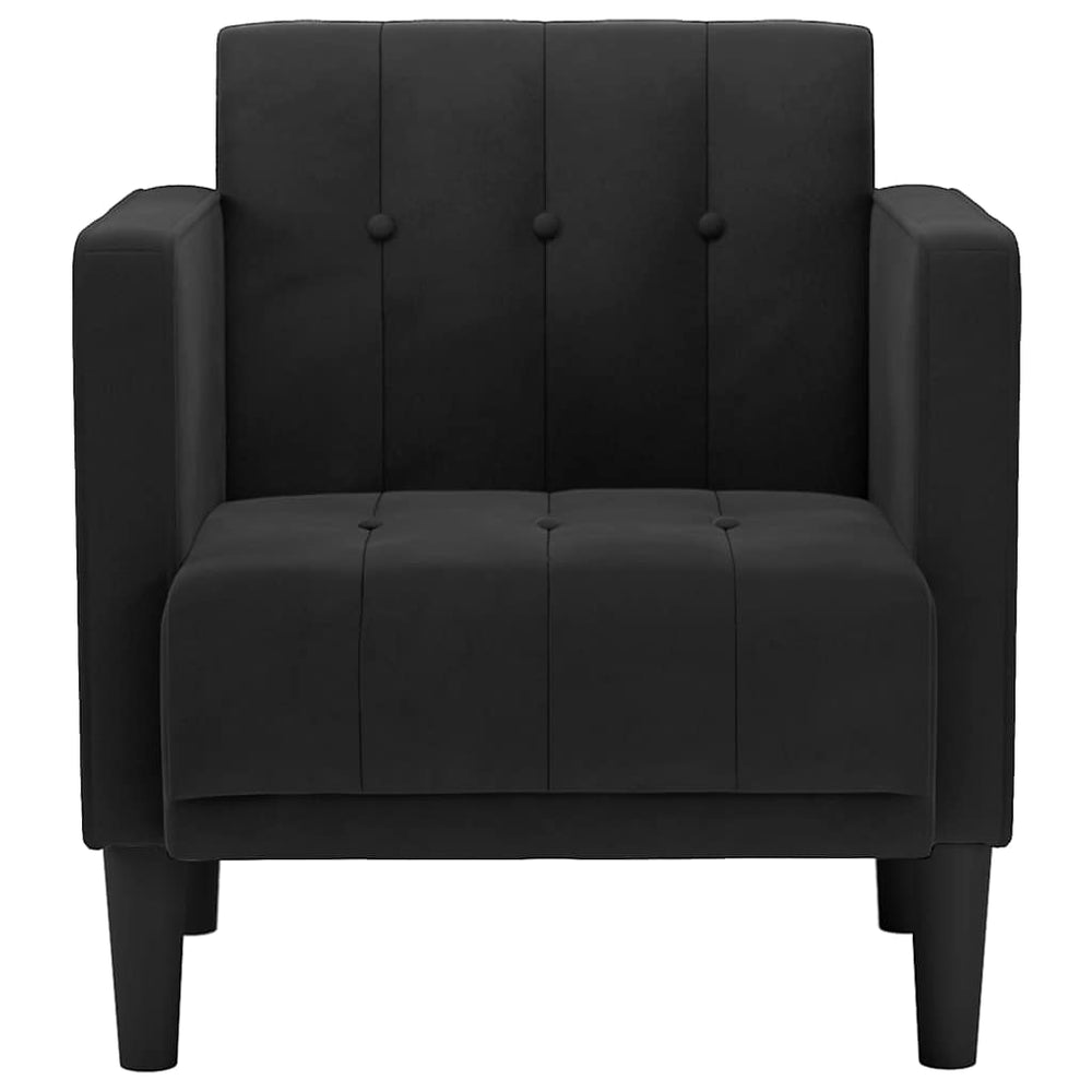 Sofa-kėdė su porankiais, juoda, 53 cm, aksominė