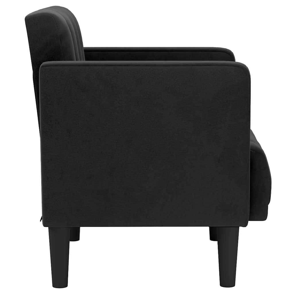 Sofa-kėdė su porankiais, juoda, 53 cm, aksominė