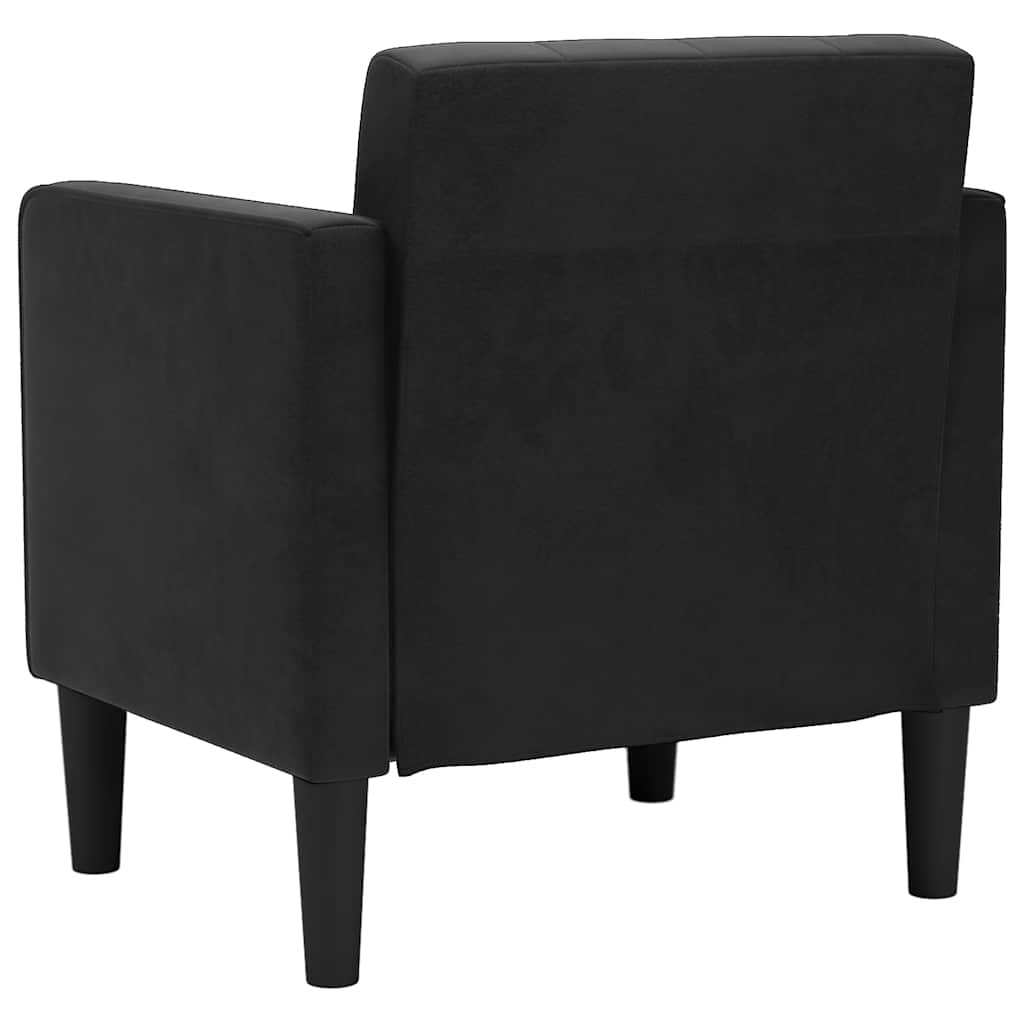 Sofa-kėdė su porankiais, juoda, 53 cm, aksominė