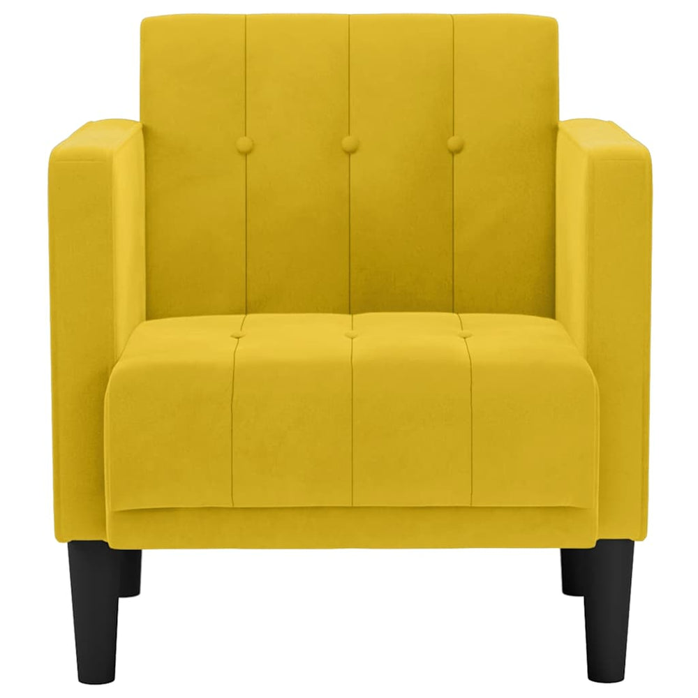 Sofa-kėdė su porankiais, geltona, 53 cm, aksomas