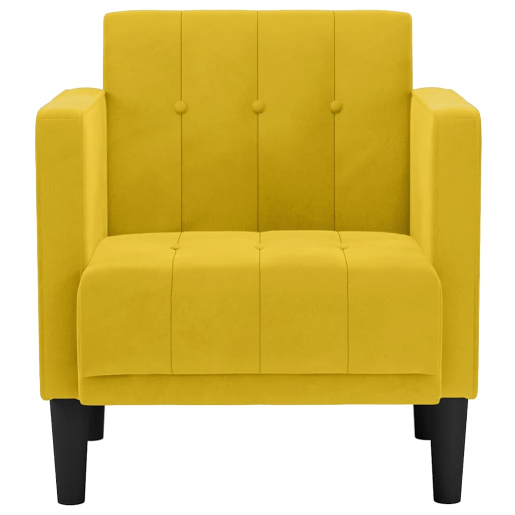 Sofa-kėdė su porankiais, geltona, 53 cm, aksomas