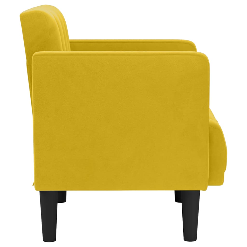 Sofa-kėdė su porankiais, geltona, 53 cm, aksomas