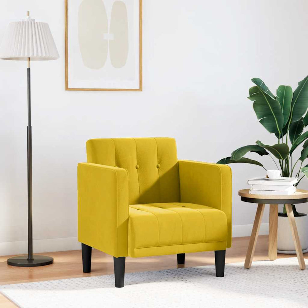 Sofa-kėdė su porankiais, geltona, 53 cm, aksomas
