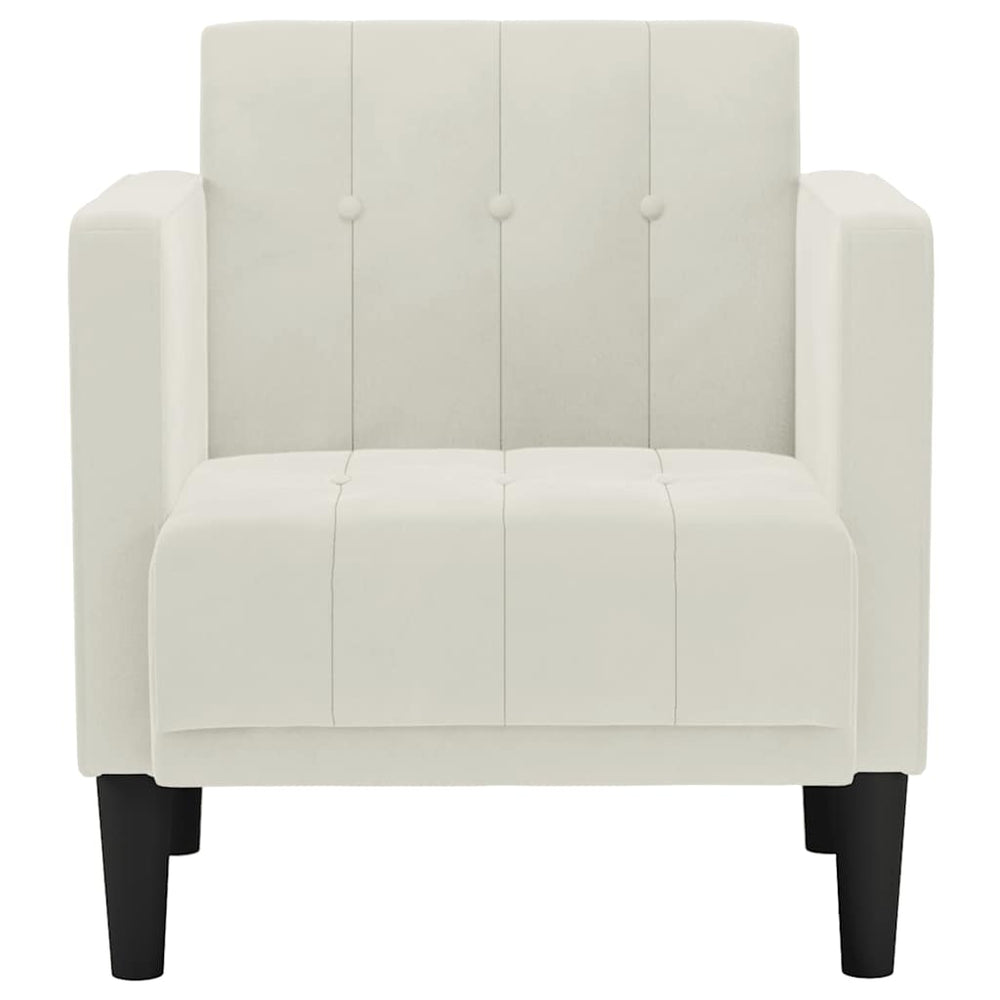 Sofa-kėdė su porankiais, kreminės spalvos, 53 cm, aksomas