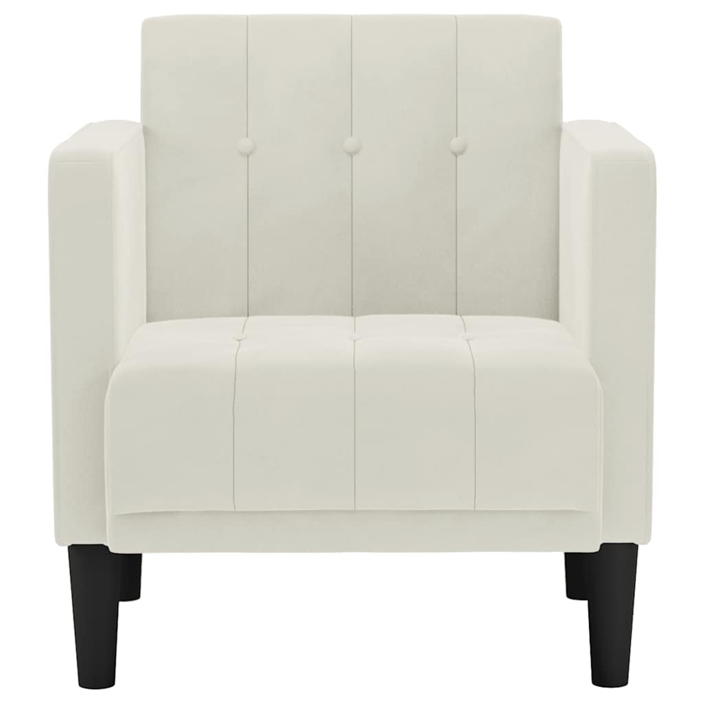 Sofa-kėdė su porankiais, kreminės spalvos, 53 cm, aksomas