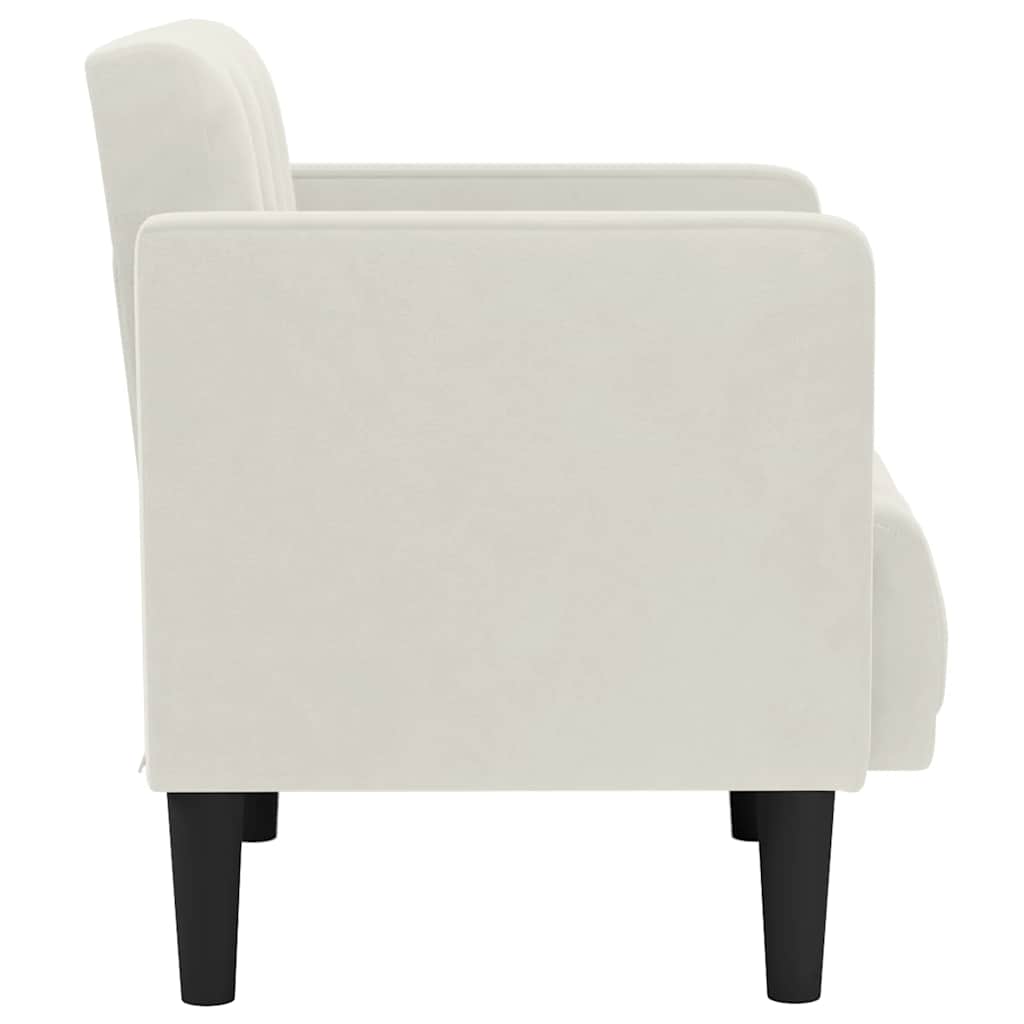 Sofa-kėdė su porankiais, kreminės spalvos, 53 cm, aksomas