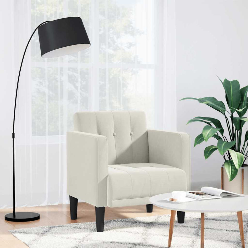 Sofa-kėdė su porankiais, kreminės spalvos, 53 cm, aksomas