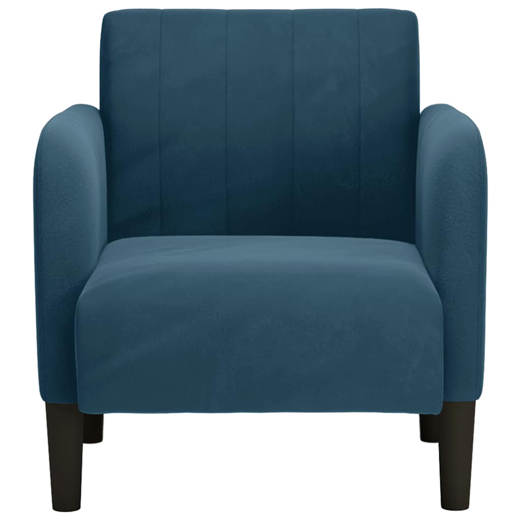 Sofa-kėdė su porankiais, mėlyna, 54 cm, aksomas