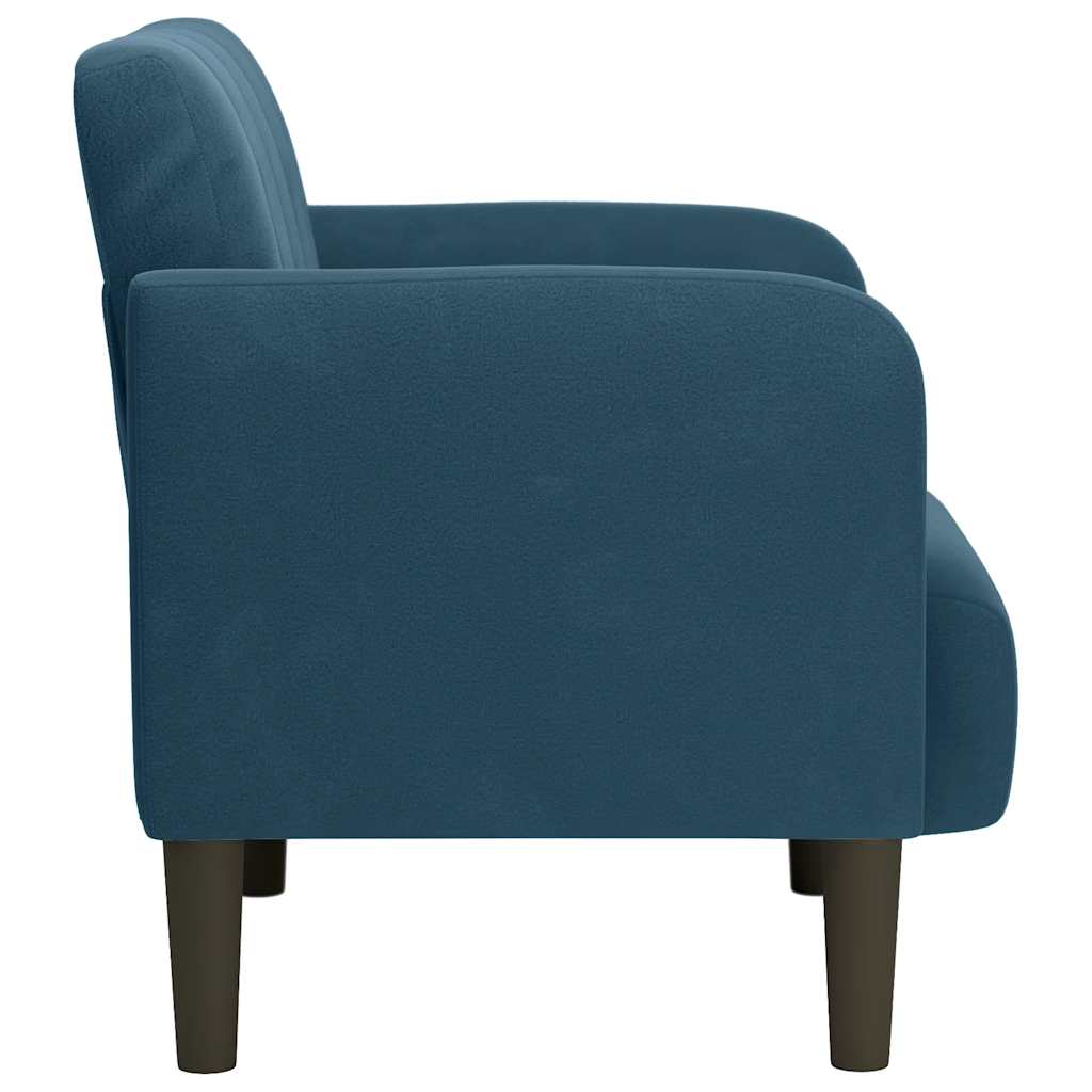 Sofa-kėdė su porankiais, mėlyna, 54 cm, aksomas
