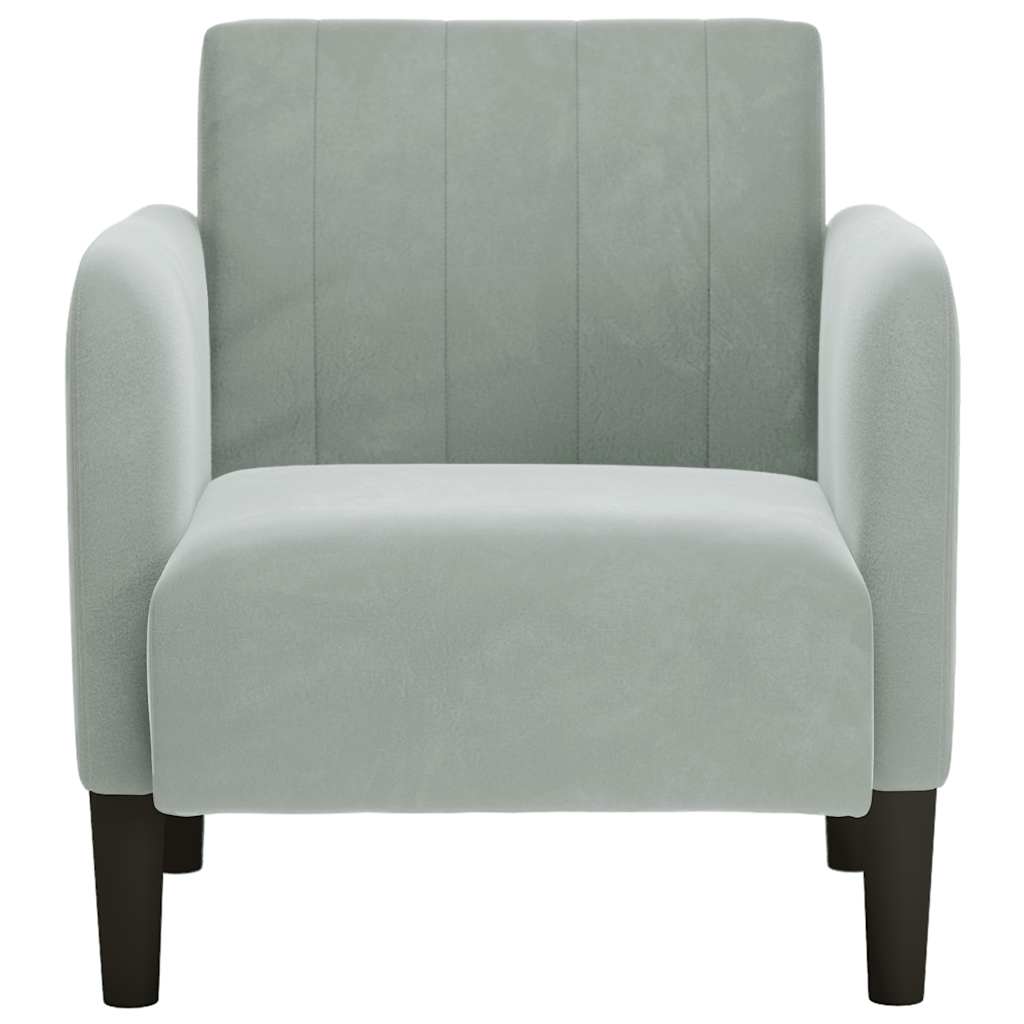 Sofa-kėdė su porankiais, šviesiai pilka, 54 cm, aksomas