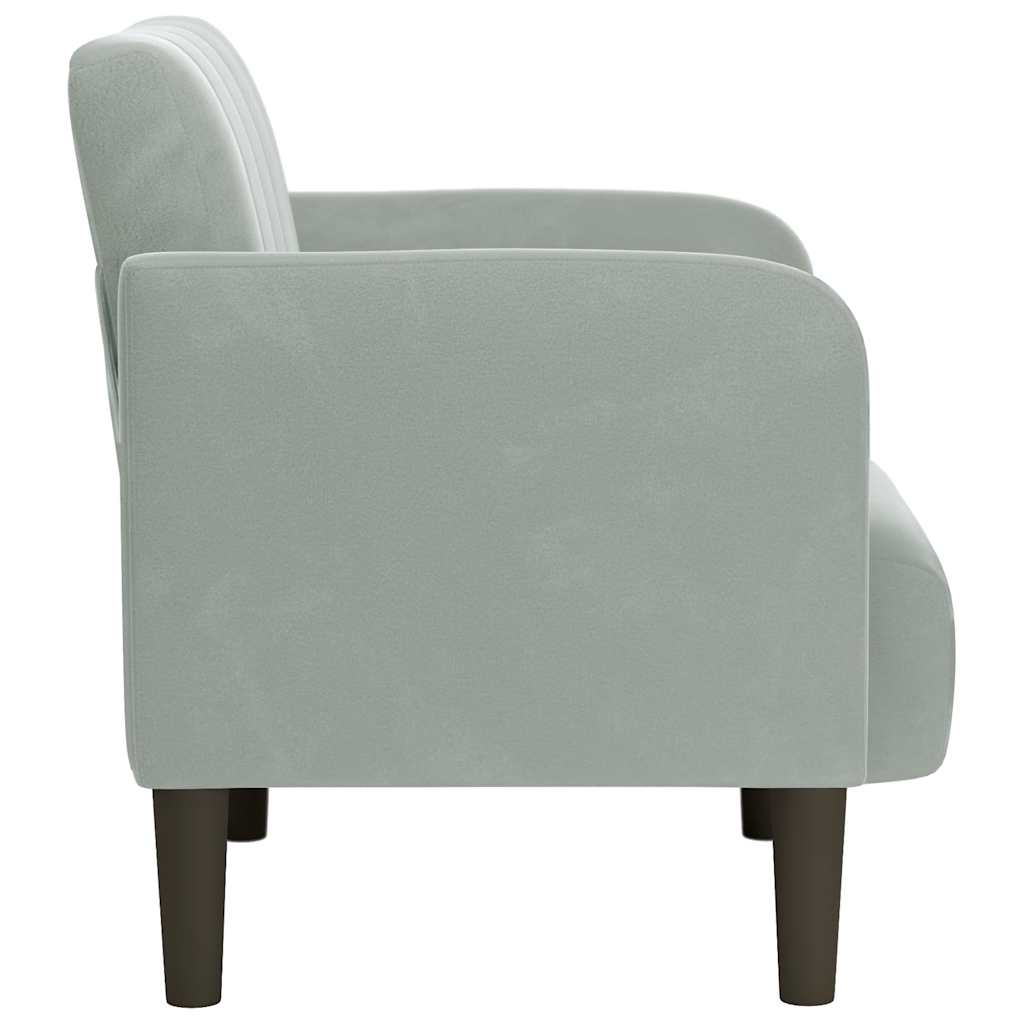 Sofa-kėdė su porankiais, šviesiai pilka, 54 cm, aksomas