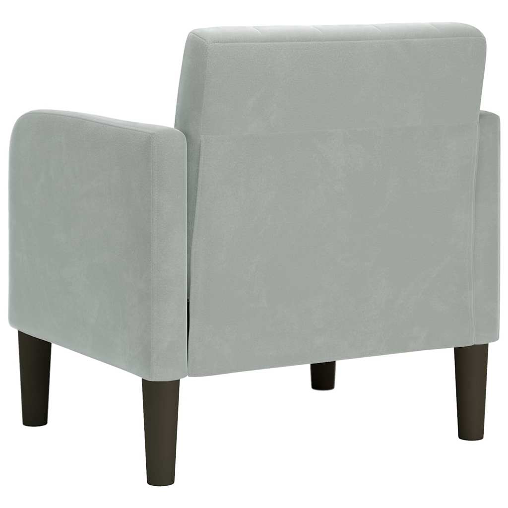 Sofa-kėdė su porankiais, šviesiai pilka, 54 cm, aksomas