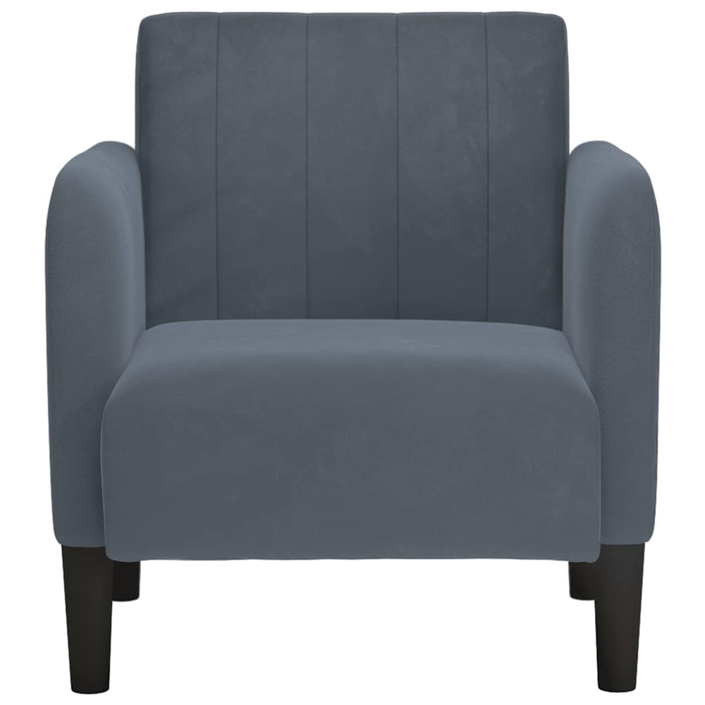 Sofa-kėdė su porankiais, tamsiai pilka, 54 cm, aksomas