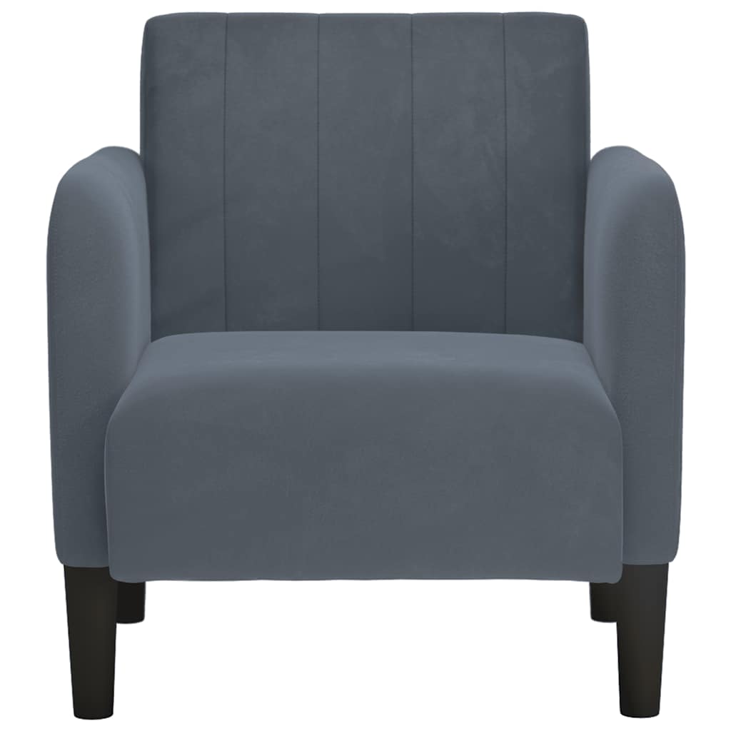 Sofa-kėdė su porankiais, tamsiai pilka, 54 cm, aksomas