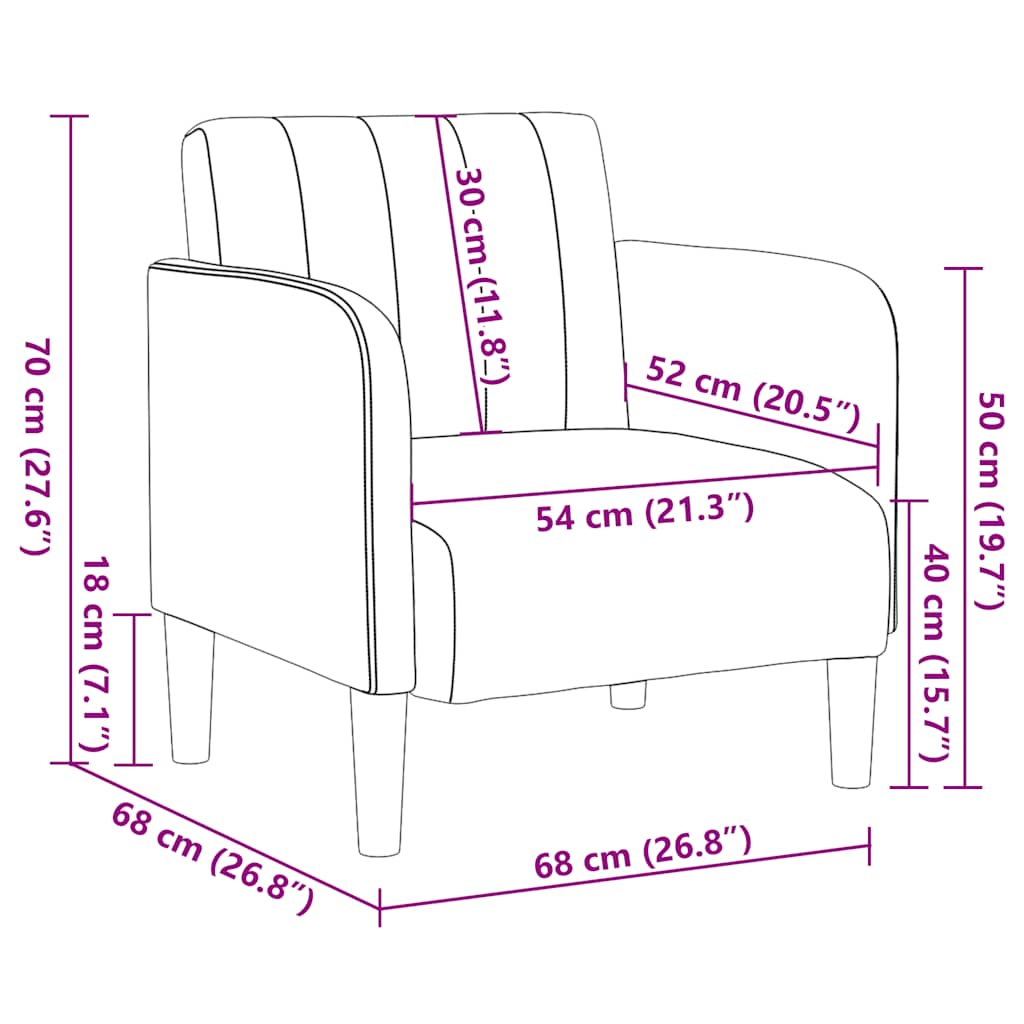 Sofa-kėdė su porankiais, tamsiai pilka, 54 cm, aksomas