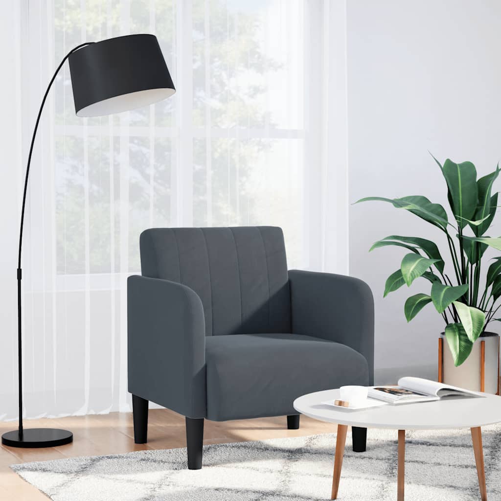 Sofa-kėdė su porankiais, tamsiai pilka, 54 cm, aksomas