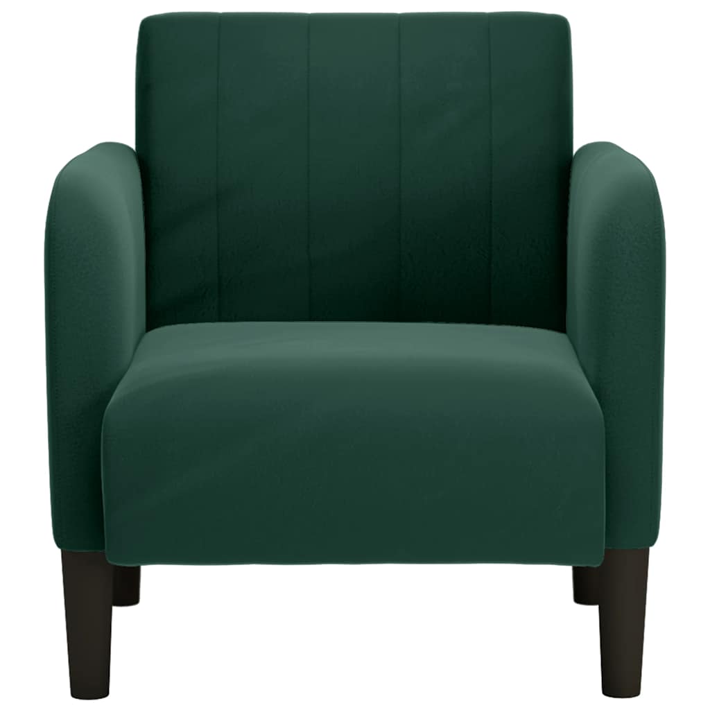 Sofa-kėdė su porankiais, tamsiai žalia, 54 cm, aksomas