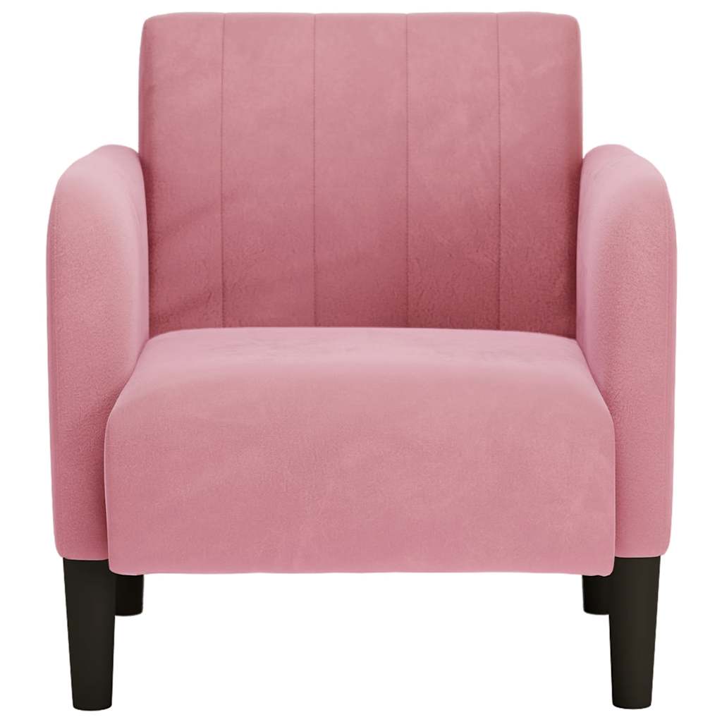 Sofa-kėdė su porankiais, rožinė, 54 cm, aksomas