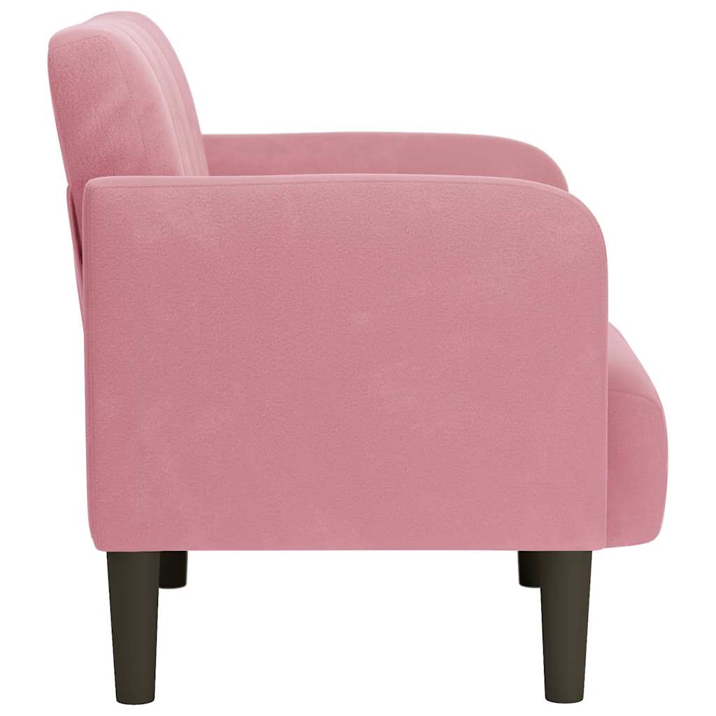 Sofa-kėdė su porankiais, rožinė, 54 cm, aksomas