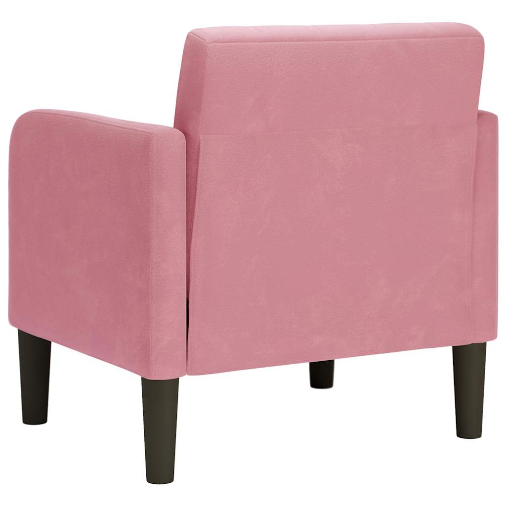 Sofa-kėdė su porankiais, rožinė, 54 cm, aksomas