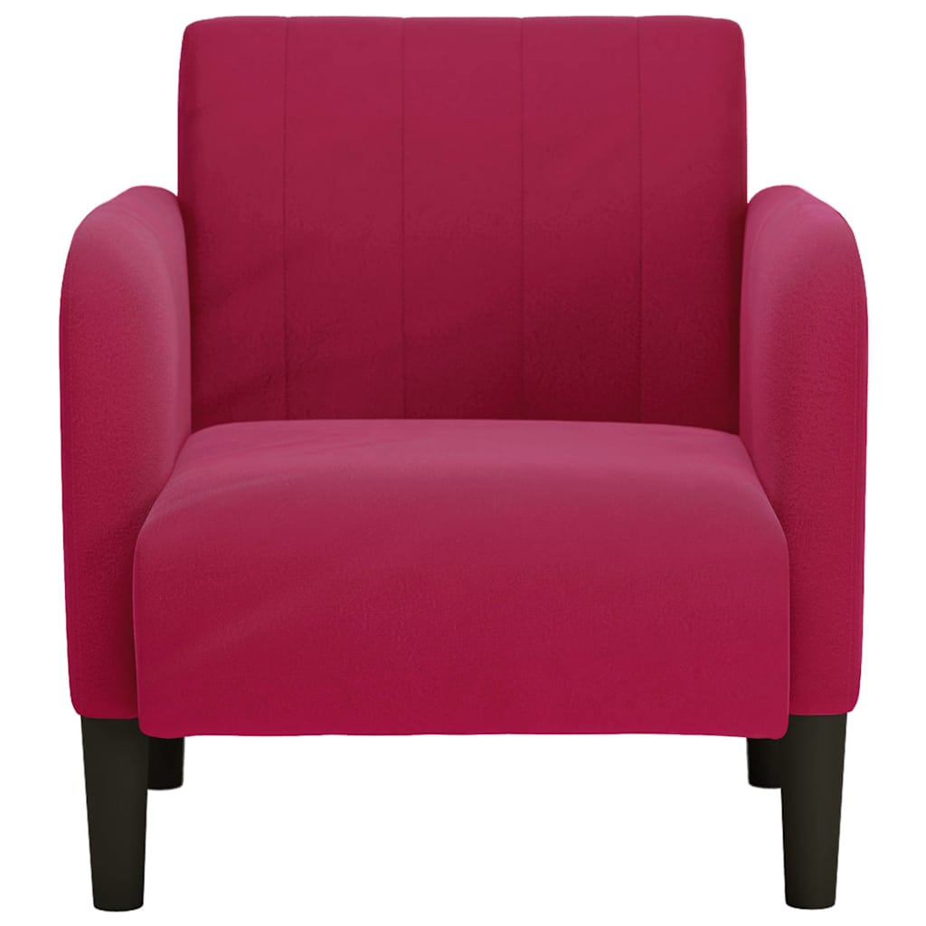 Sofa-kėdė su porankiais, vyno raudonumo, 54 cm, aksominė
