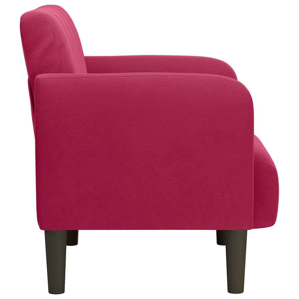 Sofa-kėdė su porankiais, vyno raudonumo, 54 cm, aksominė
