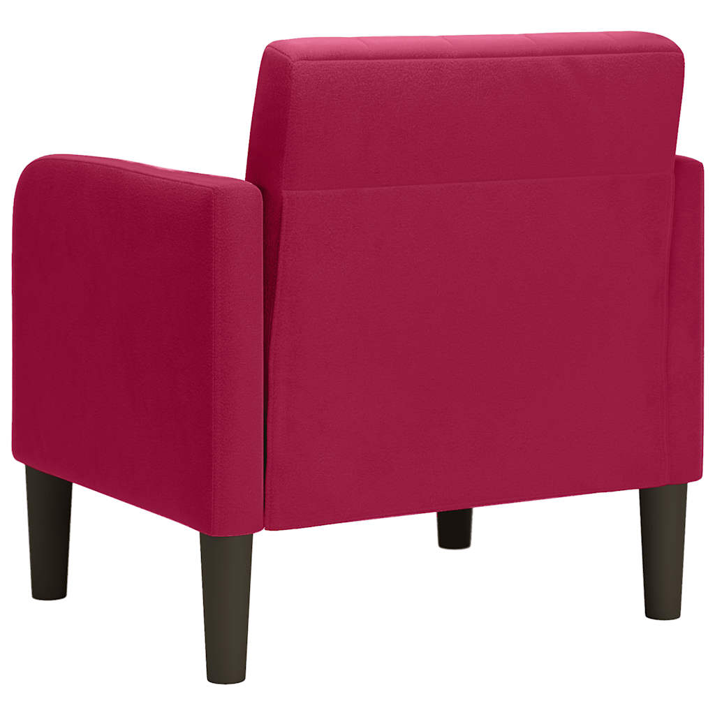 Sofa-kėdė su porankiais, vyno raudonumo, 54 cm, aksominė