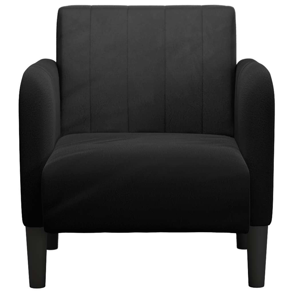 Sofa-kėdė su porankiais, juoda, 54 cm, aksominė