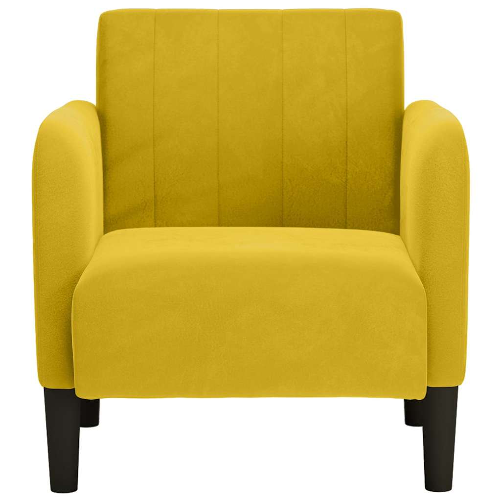 Sofa-kėdė su porankiais, geltona, 54 cm, aksomas
