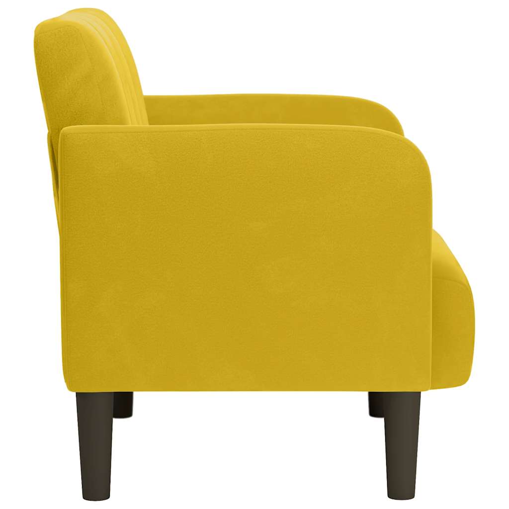 Sofa-kėdė su porankiais, geltona, 54 cm, aksomas