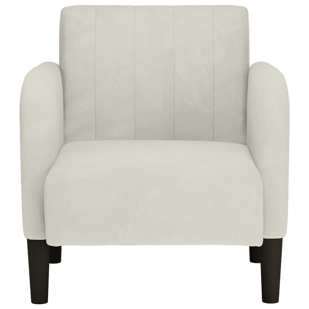 Sofa-kėdė su porankiais, kreminės spalvos, 54 cm, aksomas