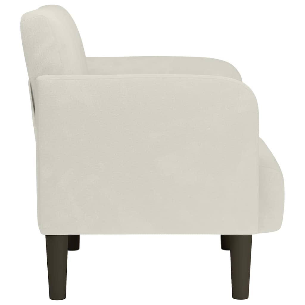 Sofa-kėdė su porankiais, kreminės spalvos, 54 cm, aksomas