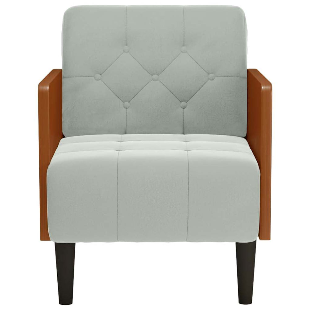 Sofa-kėdė su porankiais, šviesiai pilka, 55 cm, aksomas